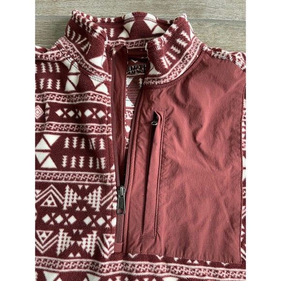 Duluth Trading Pullover Men XL 1/4 Zip Mock Checkpoint Fleece Red Oak Geo Print - Picture 2 of 6